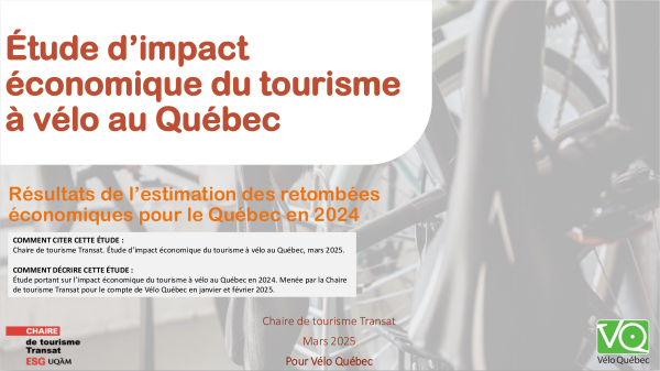 Étude d'impact économique du tourisme à vélo au Québec